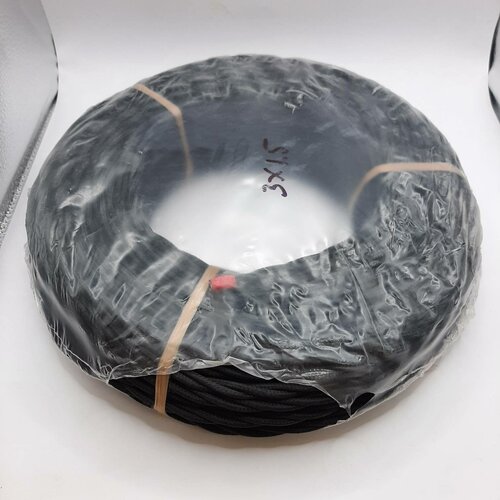 Провод витой в тканевой оплетке 3*1,5 черный, матовый, 50 м/уп, ретро