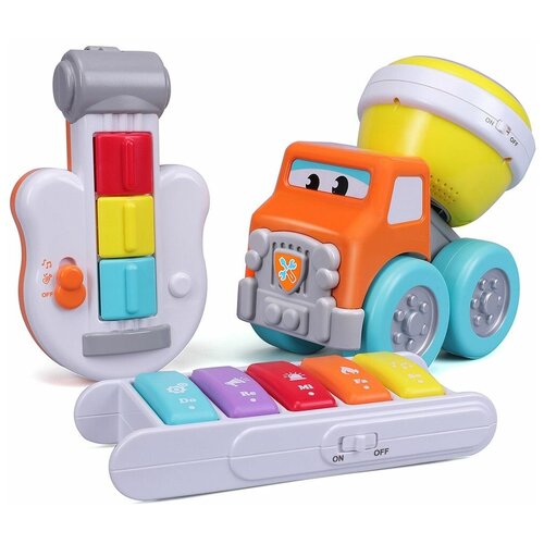 Игровой набор для малышей Машинка с музыкальными инструментами, музыкальная машинка для детей от 1 года, звуковые и световые эффекты, 16-89034, Ббураго, Bburago Junior кукла 8453 с музыкальными инструментами в коробке