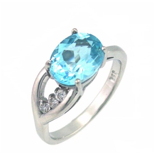 фото Balex кольцо 1405937071 из серебра 925 пробы с топазом голубым природным и фианитом, размер 18