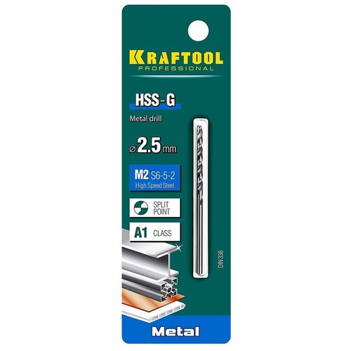 Сверло по металлу Kraftool 29651-2.5 2.5 x 57 мм сверло по металлу kraftool 29651 4 5 4 5 x 80 мм