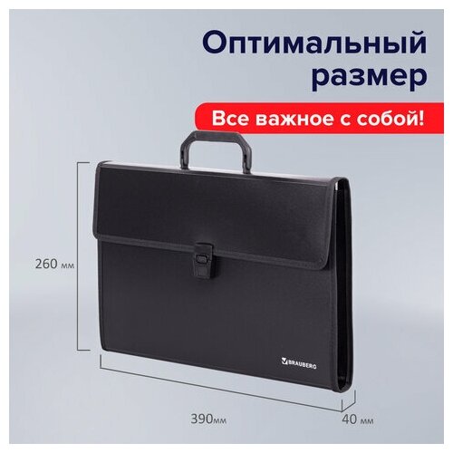 BRAUBERG Портфель пластиковый Президент А4, черный - фото №3
