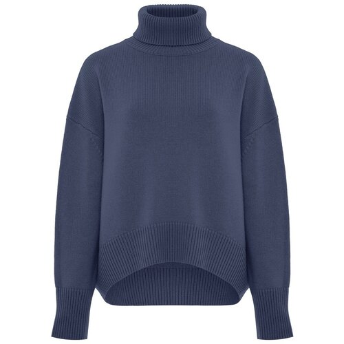 Свитер Sovershenstvo, шерсть, длинный рукав, удлиненный, размер s/m, синий