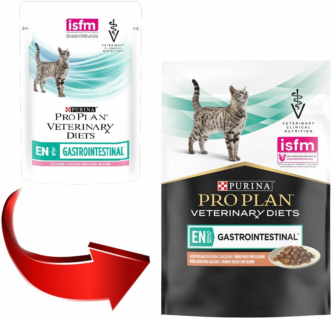 Влажный корм для кошек Pro Plan Veterinary Diets EN St/Ox для взрослых кошек и котят для снижения проявлений острого нарушения всасывающей функции кишечника, с лососем 10 шт. х 85 г