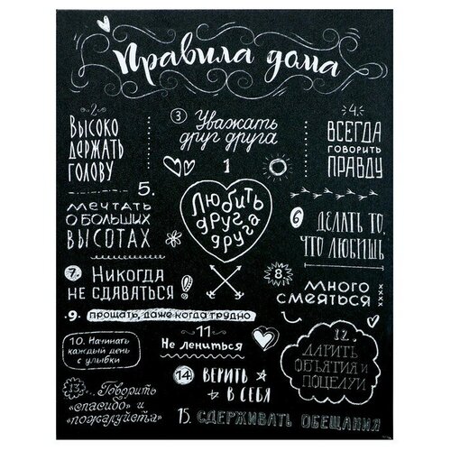 Картина на холсте Правила дома - любить 38х48 см 1471₽