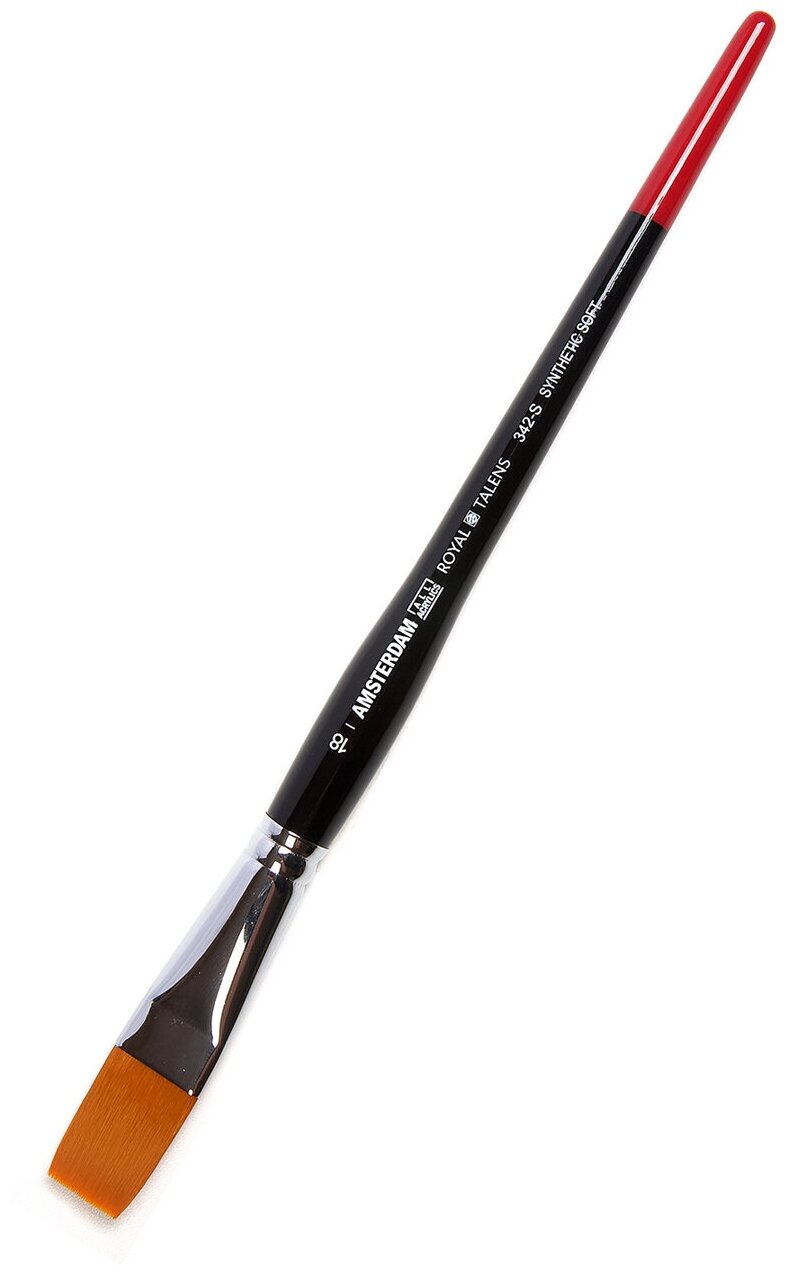 Кисть для акрила Amsterdam 342 синтетика мягкая плоская ручка короткая №18