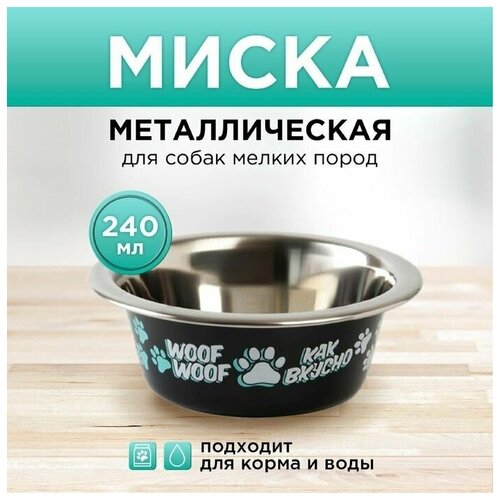 Миска металлическая для собаки Дай! Еще хочу!, 240 мл, 11х4 см миска металлическая для собаки дай ещё хочу 240 мл 11х4 см