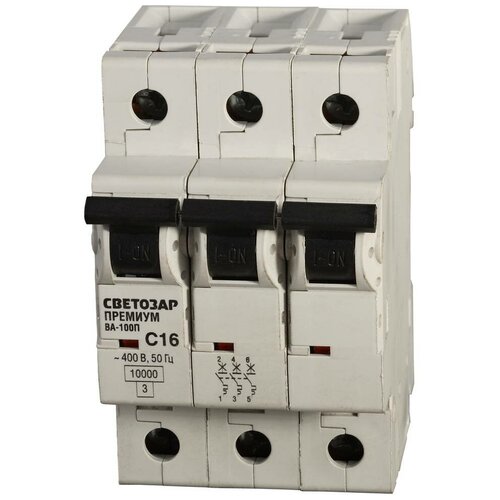 Автоматический выключатель СВЕТОЗАР 3P, 32 A, (C), 10 кА, 400 В (SV-49033-32-C