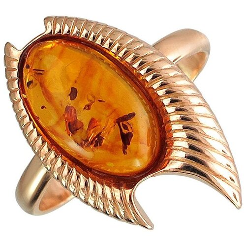 фото Эстет кольцо с янтарем из серебра с позолотой 51к450136п, размер 18