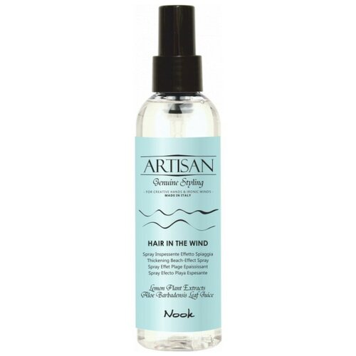 Nook Artisan спрей для волос Hair In The Wind Thickening Beach-Effect Spray, слабая фиксация, 200 мл уплотняющий спрей пляжный эффект nook hair in the wind thickening beach effect spray 200 мл