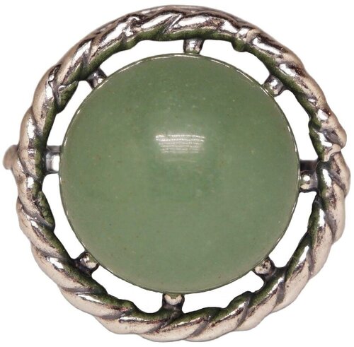 Кольцо, нефрит, размер 18.5, серебряный, зеленый
