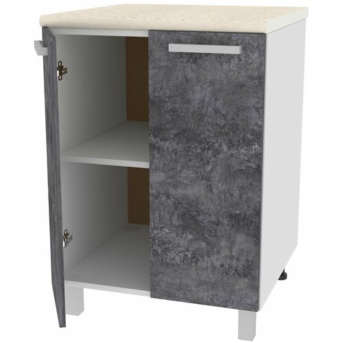 Стол 600 со столешницей семолина бежевая - белый/бетон спаркс темный