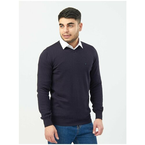 Джемпер POOLL PARK, длинный рукав, силуэт полуприлегающий, средней длины, трикотажный, размер XXL(54), синий