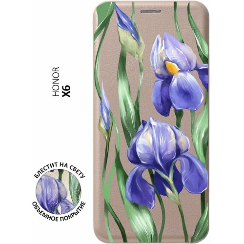 Чехол-книжка на Honor X6, X8 5G, Хонор Х6, Х8 5Г с 3D принтом Amazing Irises золотой чехол книжка на honor 10 хонор 10 с 3d принтом amazing irises золотой