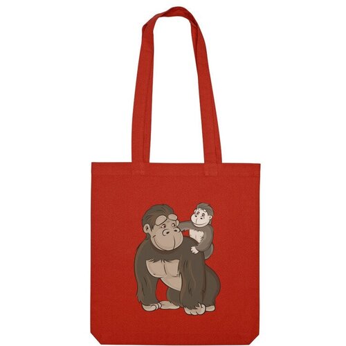 Сумка шоппер Us Basic, красный мужская футболка папа горилла с сыном 2xl серый меланж