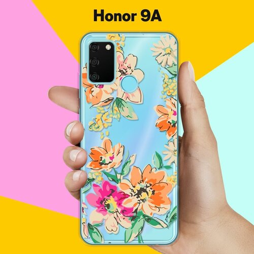 Силиконовый чехол Цветы оранжевые на Honor 9A силиконовый чехол фиолетовые цветы на honor 9a