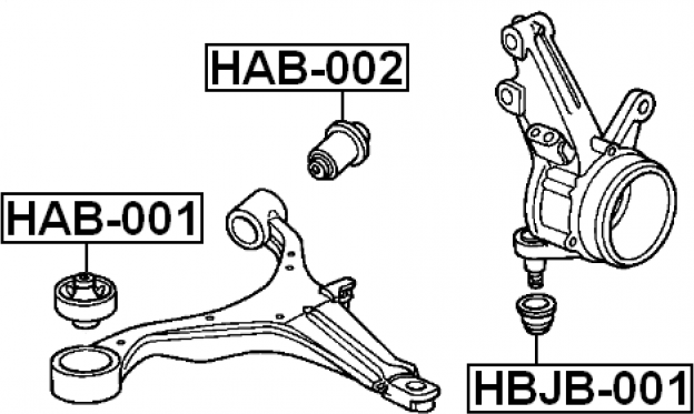 Сайлентблок передний рычага подвески / перед прав/лев / HONDA CIVIC EU/EP/ES 2001-2006 / Febest HAB001 /