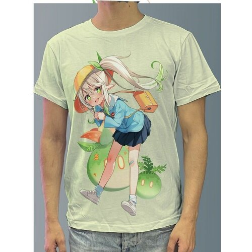 фото Футболка мужская белая молочный оттенок из хлопка с dtf принтом игра genshin impact - 331 будь на стиле