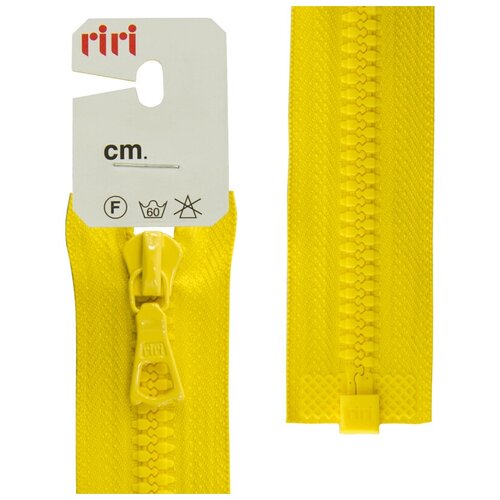 фото Молния riri тракторная разъёмная 1 замок, 6 мм, 40 cм, цвет 2304, желтый