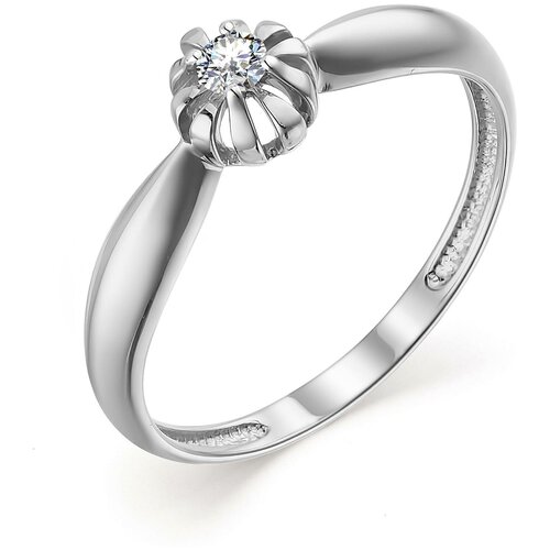 фото Алькор кольцо с 1 бриллиантом из белого золота 13512-200, размер 16.5