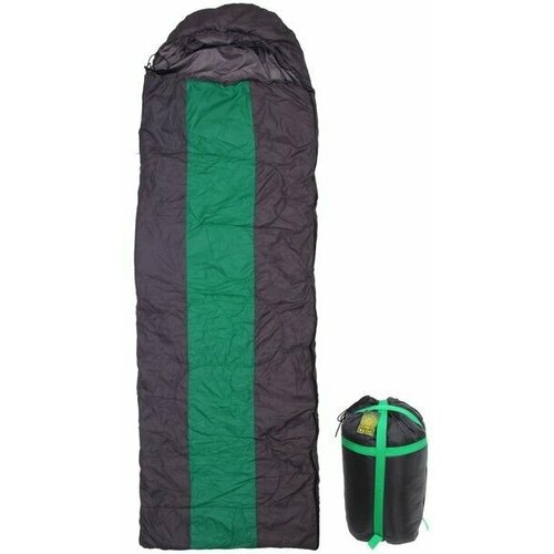 фото Спальный мешок туристический с капюшоном, 210х70 см, 1400 гр, серо-зелёный +0с турист мастер