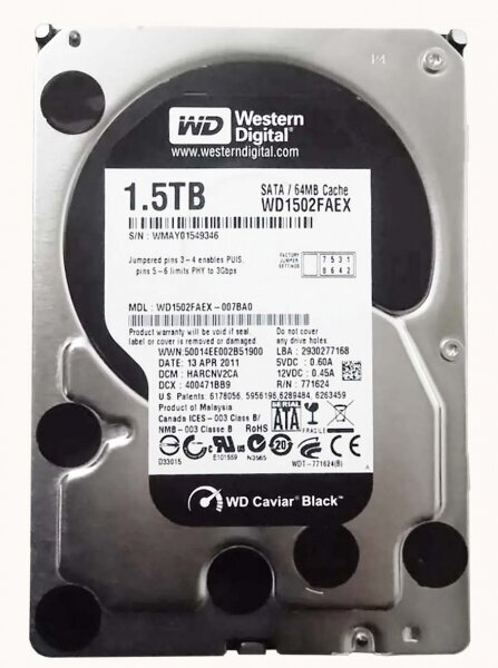 Жесткий Диск Western Digital WD1502FAEX 1,5Tb SATAIII 3.5" HDD