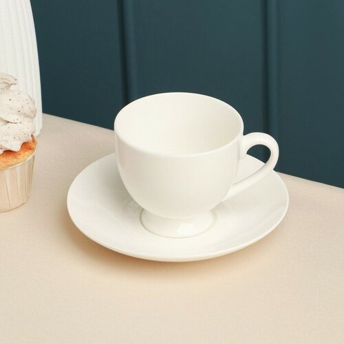 Чайная пара фарфоровая Barista 220 мл белая 723₽