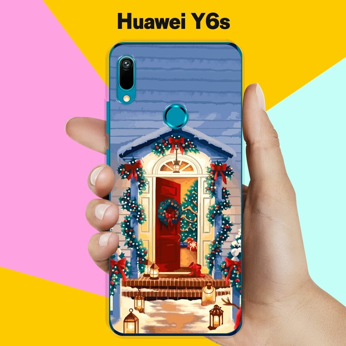 Силиконовый чехол на Huawei Y6s Новогодняя дверь / для Хуавей У6с