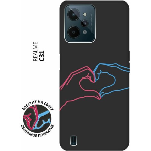 Матовый Soft Touch силиконовый чехол на realme C31, Рилми С31 с 3D принтом Fall in Love черный матовый soft touch силиконовый чехол на realme c31 рилми с31 с 3d принтом all we need is love w черный