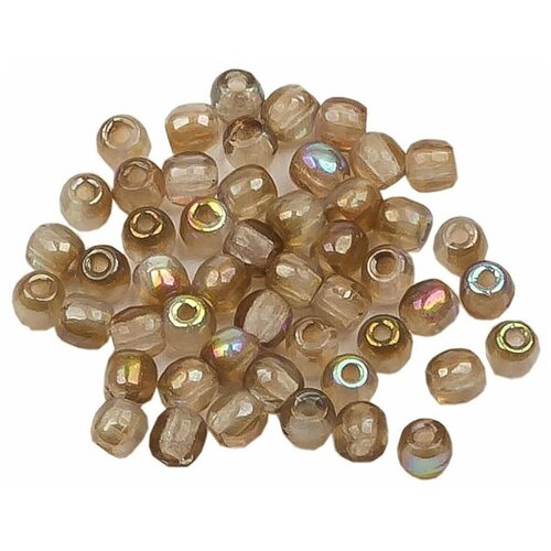 Стеклянные чешские бусины, круглые, Glass Pressed Beads, 2 мм, цвет Crystal Brown Rainbow, 50 шт.