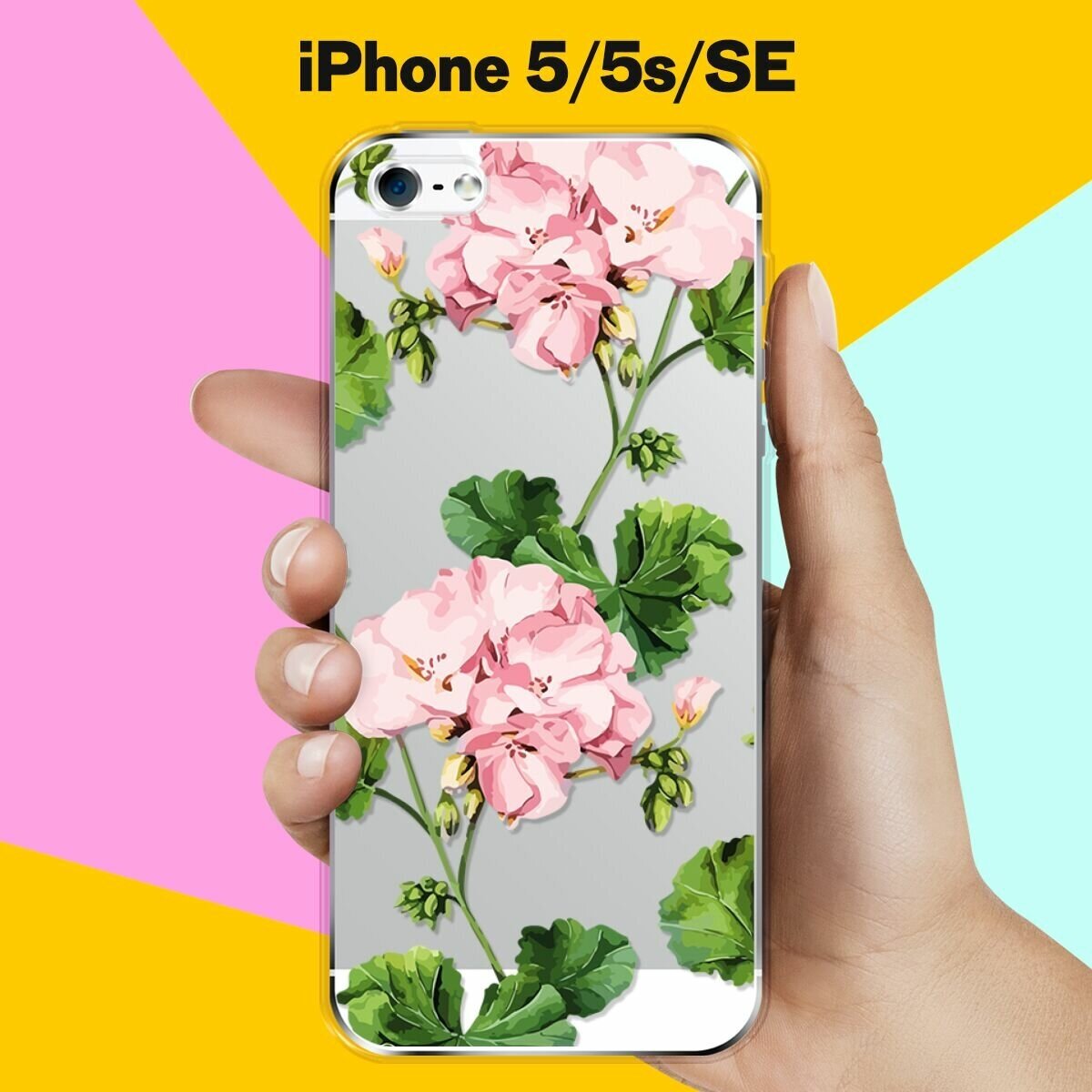 Силиконовый чехол Розовые цветы на Apple iPhone 5/5s/SE