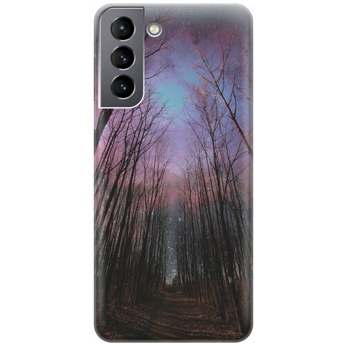 фото Ультратонкий силиконовый чехол-накладка для samsung galaxy s21 с принтом "тропа и звездное небо" gosso