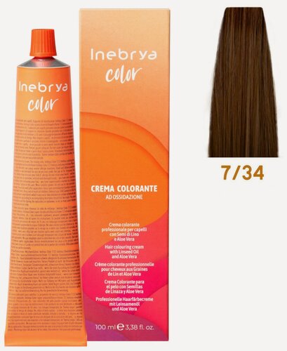Изображение товара Крем - краска для волос профессиональная Inebrya Color Professional 7/34 Русый Медно-золотистый, 100 мл
