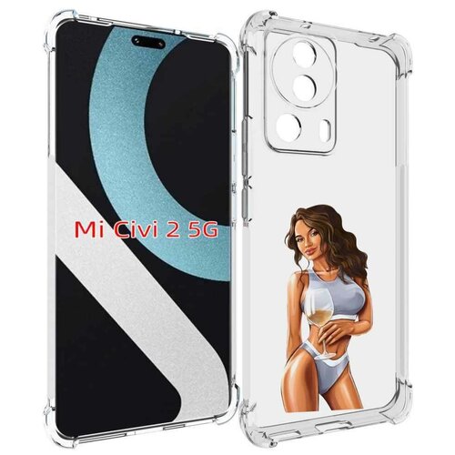 Чехол MyPads девушка-в-сером-купальнике- женский для Xiaomi Civi 2 задняя-панель-накладка-бампер