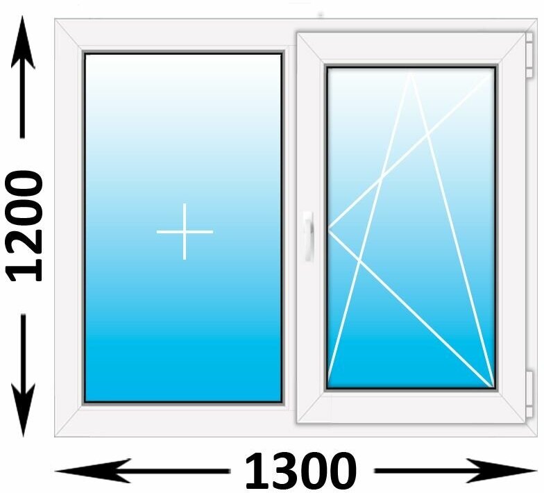 Пластиковое окно Veka WHS 60 двухстворчатое 1300x1200 (ширина Х высота) (1300Х1200)