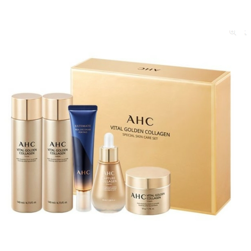 Набор антивозрастных увлажняющих средств с золотом и коллагеном AHC Vital Golden Collagen Special Skin Care Set