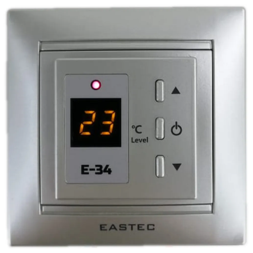 Терморегулятор EASTEC E-34 серебристый с переходной рамкой Schneider Atlas терморегулятор eastec e 34 черный с переходной рамкой schneider atlas