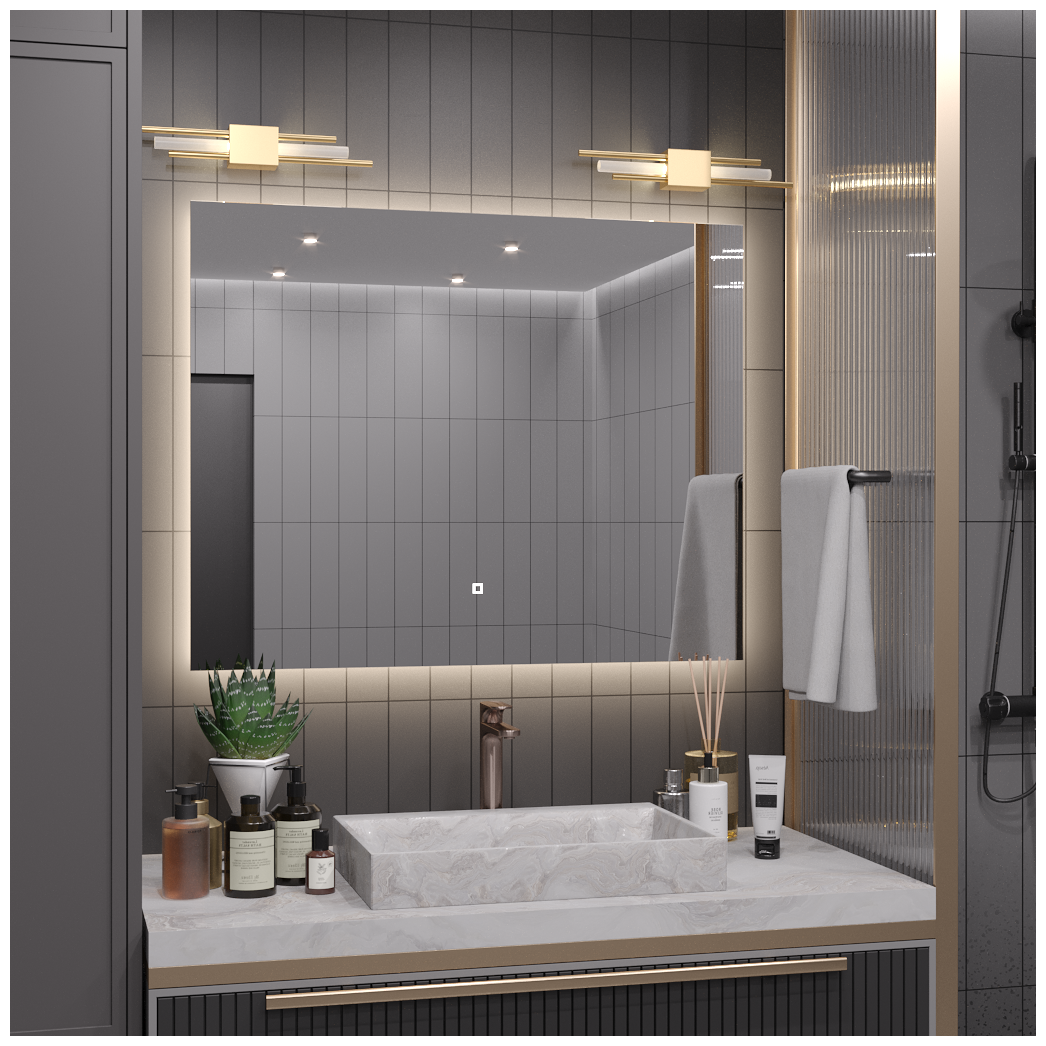 Зеркало Квартал 90*140 с LED-подсветкой и антизапотеванием горизонтальное