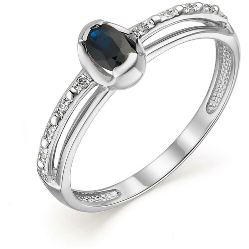фото Алькор кольцо с сапфиром и бриллиантами из белого золота 13583-202, размер 17