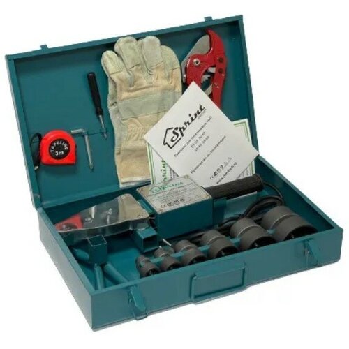 Паяльный аппарат для сварки пластиковых труб SPRINT ST-02 2063 6 насадок 20-63 мм в металлическом кейсе 586300₽