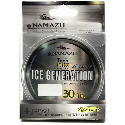 Леска для рыбалки монофильная Namazu Ice Generation, L-30 м, d-0,30 мм, test-7,01 кг, прозрачная