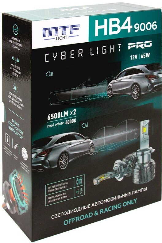 Светодиодные лампы Cyber Light PRO HB4 (9006), 65W, 6500Lm, 6000K,12V ( 2 лампы)
