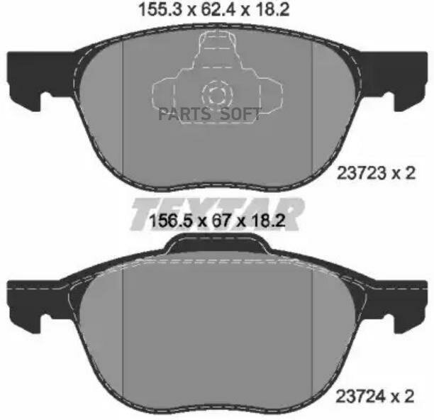 TEXTAR 2372301 2372301_колодки дисковые передние! с антискрип. пластинами \Ford Focus III 1.6/1.6TDCi/2.0TDCi 11