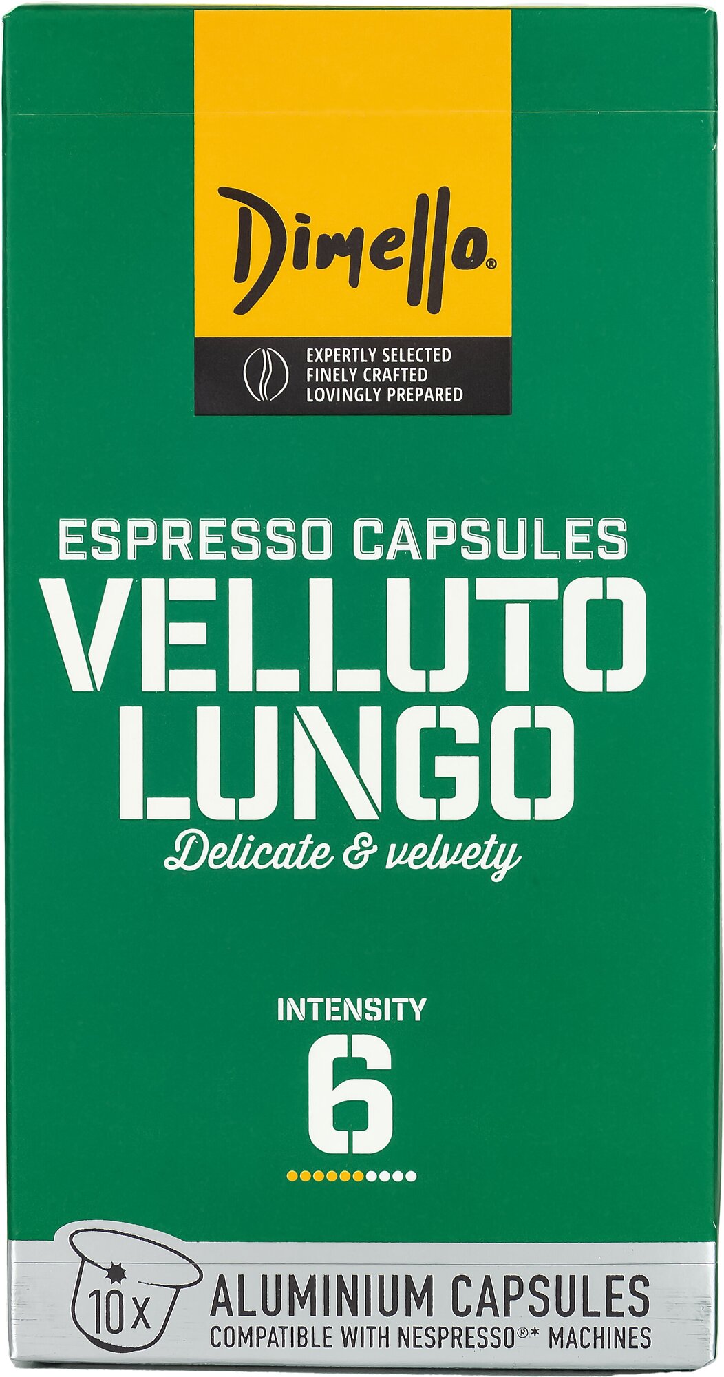 Кофе в капсулах Dimello "Velluto Lungo" интенсивность 6, 56г - 10 капсул