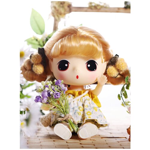 фото Блондинка коллекционная кукла ddung из серии дневник цветочного острова, с вязанной слинг сумочкой и подставкой в комплекте, дун данг, 18 см fde1846
