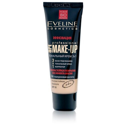 Eveline Cosmetics тональный крем Art Professional Make Up, SPF 10, 30 мл, оттенок: светлый бежевый, 1 шт. тональный крем spf 10 натуральный 30мл