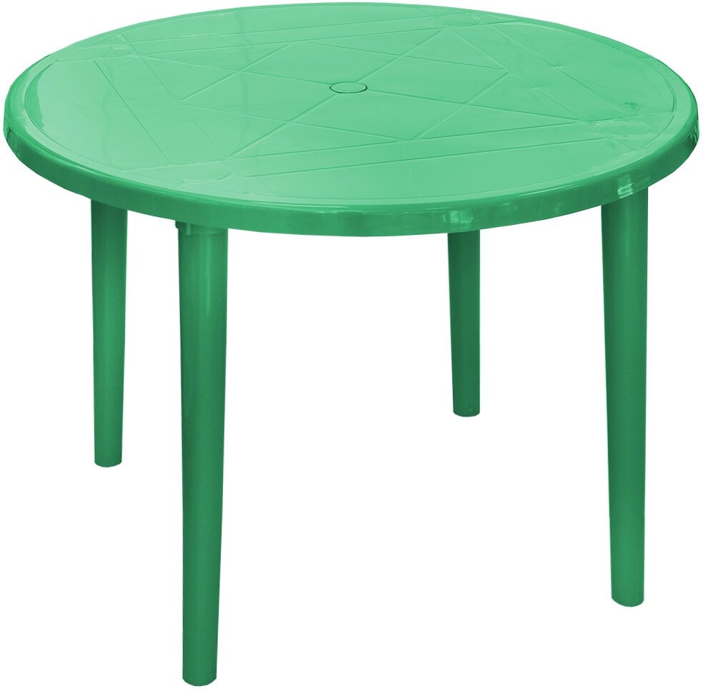 Стол пластик, круглый, 91х91х71 см, пластиковая столешница, зеленый, Стандарт Пластик Групп