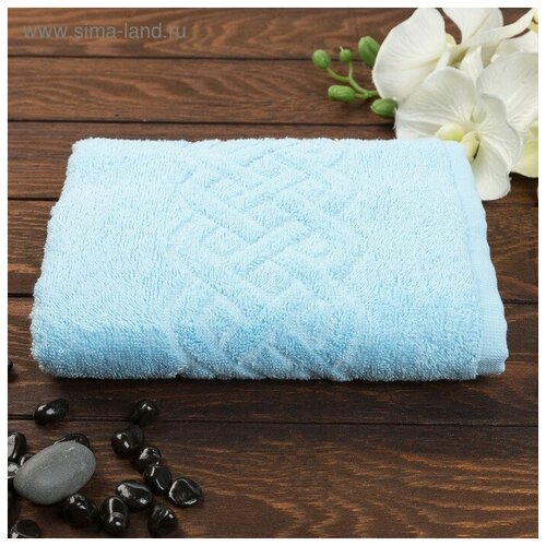 фото Полотенце махровое жаккард plait 70х130 см, цв 131 голубой, хл.100% 350 гр/м 1077980 дм-люкс