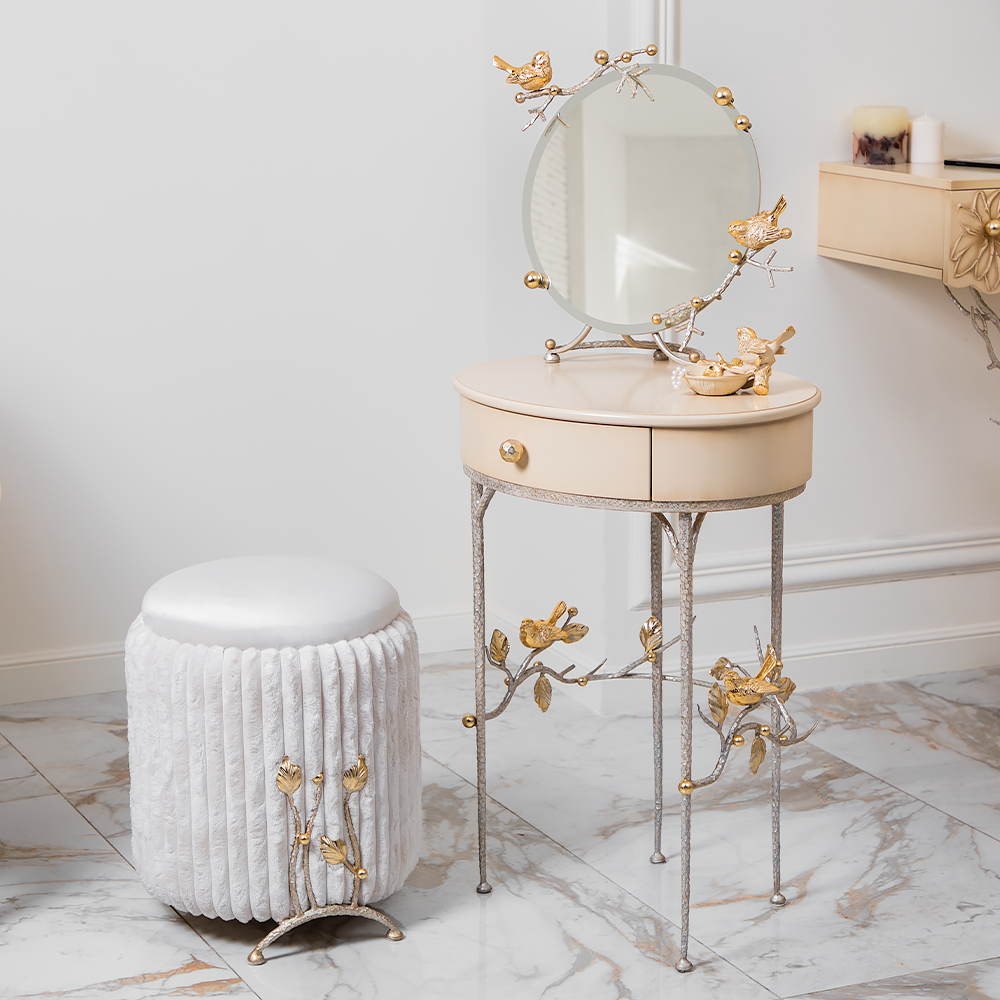 Туалетный столик Bogacho Терра Айвори Мраморное золото консольный для макияжа, ручная работа - фотография № 2