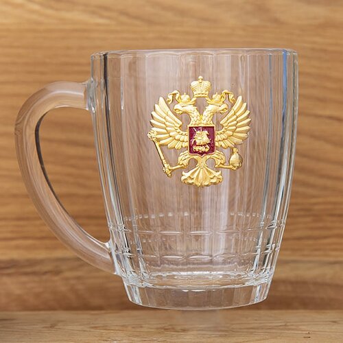 Стеклянная пивная кружка Герб двуглавый орел 500 мл