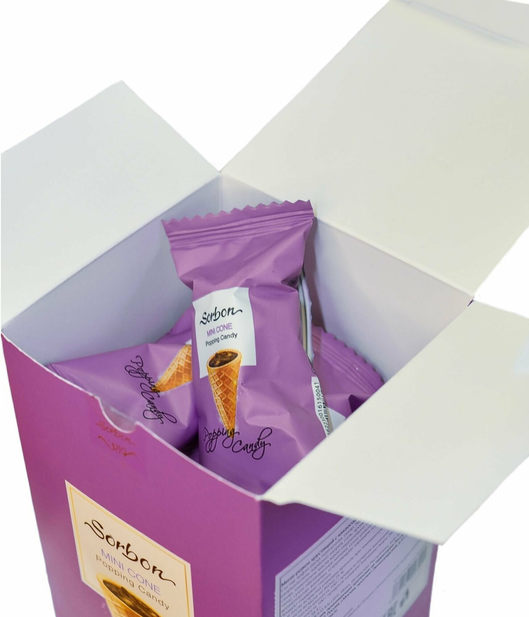 Конфеты в подарочной упаковке SORBON Стреляющая карамель мини-рожки фиолетовый 200 г